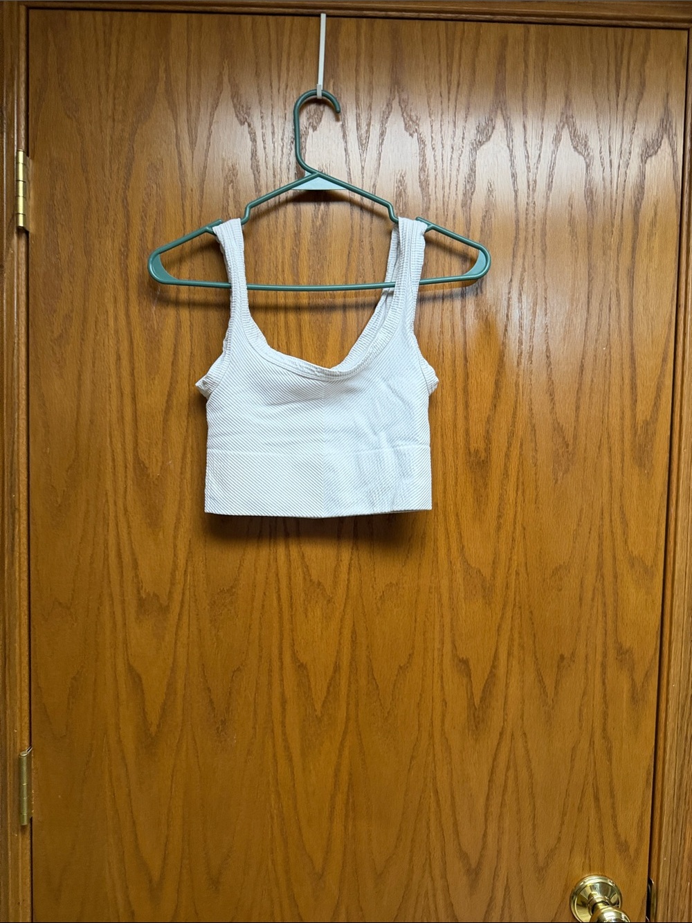 Sky and Sparrow Cream Ribbed Cropped Tank
